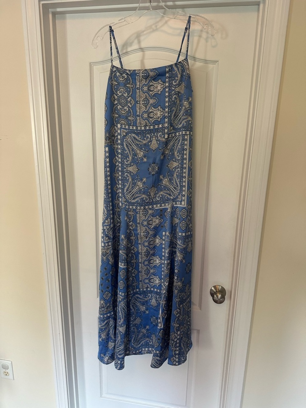 LOFT Blue Paisley Maxi Slip Skirt